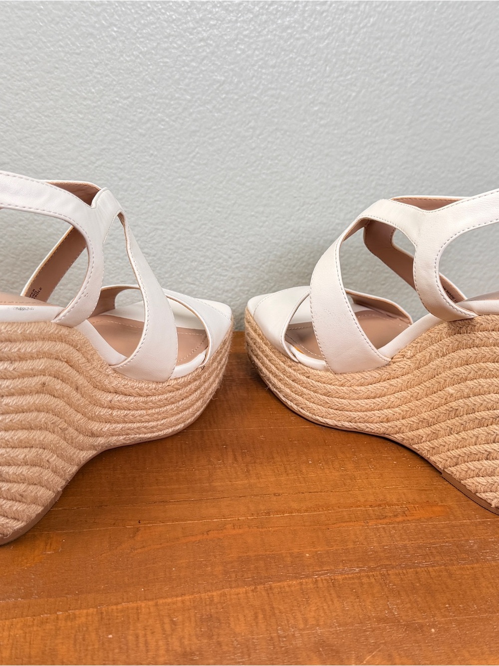 Charles by Charles David White Espadrille Wedge Sandals with Ankle Strap - Picture 9 of 9